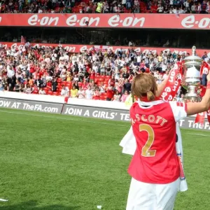 Alex Scott Lifts the FA Cup with Arsenal Ladies: 4-1 Victory over Leeds United (FA Womens Cup Final, 2008)