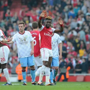 Alex Song (Arsenal). Arsenal 3: 0 Aston Villa. Barclays Premier League. Emirates Stadium