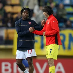 Alex Song and Robert Pires: A Reunion Before the Battle - Arsenal vs. Villarreal, UEFA Champions League Quarterfinal, 1st Leg, 2009