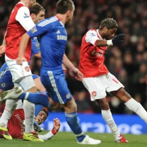 Alex Song scores Arsenals 1st goal. Arsenal 3: 1 Chelsea. Barclays Premier League Alex Song scores Arsenals 1st goal. Arsenal 3: 1 Chelsea. Barclays Premier League