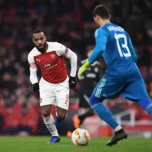 Alexandre Lacazette in Action for Arsenal against Qarabag in UEFA Europa League