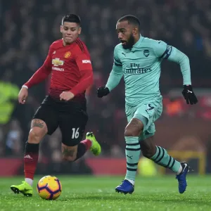 Alexandre Lacazette in Action: Manchester United vs. Arsenal FC, Premier League (2018-19) Alexandre Lacazette in Action: Manchester United vs. Arsenal FC, Premier League (2018-19)