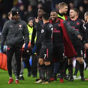 Alexandre Lacazette and Alexis Sanchez Celebrate Arsenal's Win Against Burnley Alexandre Lacazette and Alexis Sanchez Celebrate Arsenal's Win Against Burnley