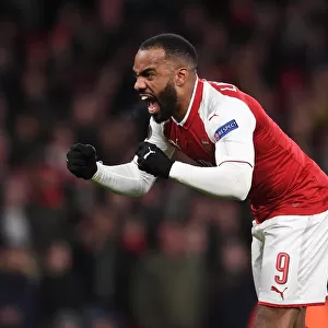 Alexandre Lacazette celebrates scoring his 1st and Arsenals 2nd goal. Arsenal 4