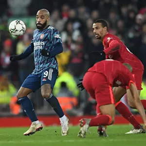 Alexandre Lacazette Faces Off Against Joel Matip in Intense Carabao Cup Clash: Liverpool vs Arsenal, 2021-22