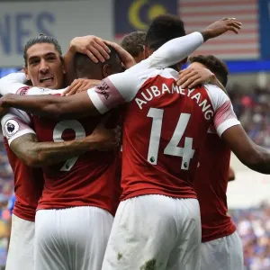 Alexandre Lacazette and Hector Bellerin Celebrate Arsenal's Third Goal vs Cardiff City Alexandre Lacazette and Hector Bellerin Celebrate Arsenal's Third Goal vs Cardiff City
