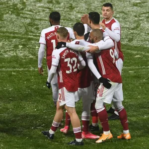 Alexandre Lacazette's Goal Celebration: Arsenal's 3-0 Lead over West Bromwich Albion (Premier League, 2020-21)