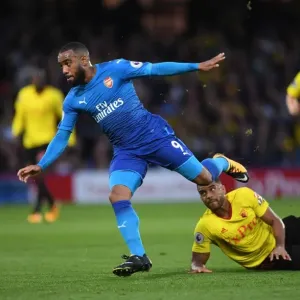 Alexandre Lacazette's Slick Move: Outmaneuvering Adrian Mariappa in the Arsenal vs. Watford Premier League Clash (2017-18)