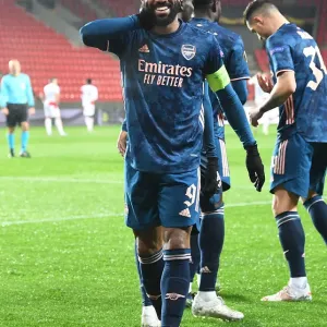 Alexis Lacazette Scores as Arsenal Advance to Europa League Semis: Slavia Prague vs Arsenal, Prague, Czech Republic, April 2021 Alexis Lacazette Scores as Arsenal Advance to Europa League Semis: Slavia Prague vs Arsenal, Prague, Czech Republic, April 2021