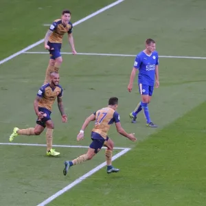 Alexis Sanchez celebrates scoring his 1st goal, Arsenals 2nd. Leicester City 2 Alexis Sanchez celebrates scoring his 1st goal, Arsenals 2nd. Leicester City 2