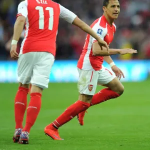 Alexis Sanchez celebrates scoring his and Arsenals 2nd goal. Arsenal 2: 1 Reading