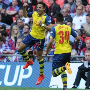 Alexis Sanchez celebrates scoring Arsenals 2nd goal. Arsenal 4: 0 Aston Villa Alexis Sanchez celebrates scoring Arsenals 2nd goal. Arsenal 4: 0 Aston Villa