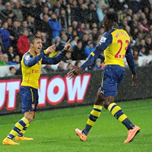 Alexis Sanchez and Danny Welbeck Celebrate Goal: Swansea vs Arsenal, Premier League 2014-15