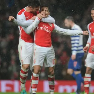 Alexis Sanchez and Olivier Giroud Celebrate Goal for Arsenal against Queens Park Rangers, 2014-15 Season Alexis Sanchez and Olivier Giroud Celebrate Goal for Arsenal against Queens Park Rangers, 2014-15 Season