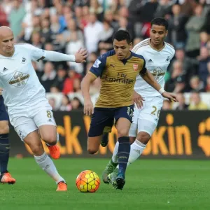 Alexis Sanchez Outmaneuvers Jonjo Shelvey: Arsenal's Thrilling Moment in Swansea Clash (2015-16)