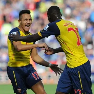 Alexis Sanchez and Yaya Sanogo: Celebrating a Goal for Arsenal against Leicester City (2014-15)