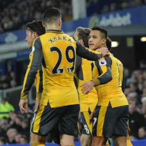 Alexis Sanchez's Goal Celebration with Granit Xhaka: Everton vs. Arsenal, Premier League 2016-17