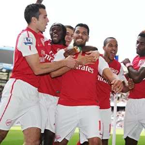 Andre Santos Scores Brace Against Chelsea in 2011-12 Premier League: Arsenal Celebrates at Stamford Bridge
