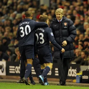 Andrey Arshavin celebrates scoring the 2nd Arsenal goal with Armand Traore Andrey Arshavin celebrates scoring the 2nd Arsenal goal with Armand Traore
