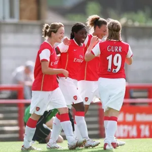 Anita Asante celebrates scoring for Arsenal with Gemma Davison Anita Asante celebrates scoring for Arsenal with Gemma Davison