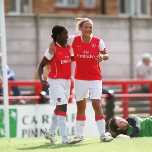 Anita Asante celebrates scoring for Arsenal with Lianne Sanderson Anita Asante celebrates scoring for Arsenal with Lianne Sanderson