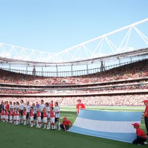 Argentina and Brazil line up before the match