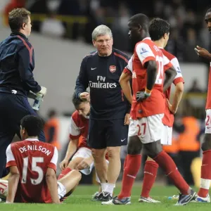 Arsenal Assistant Manager Pat Rice Rallies Players Before Extra Time in Carling Cup Match Against Tottenham Hotspur Arsenal Assistant Manager Pat Rice Rallies Players Before Extra Time in Carling Cup Match Against Tottenham Hotspur