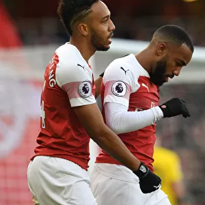 Arsenal: Aubameyang and Lacazette Celebrate First Goal vs Burnley (2018-19)