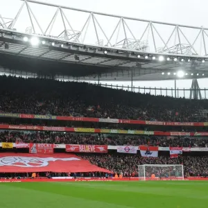 Print of Arsenal banners at Emirates Stadium Print of Arsenal banners at Emirates Stadium