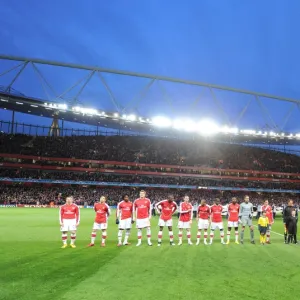 The Arsenal and Barcelona teams line up before the match. Arsenal 2: 2 Barcelona