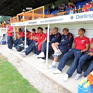 The Arsenal bench before the match. Barnet 0: 4 Arsenal, Pre season friendly