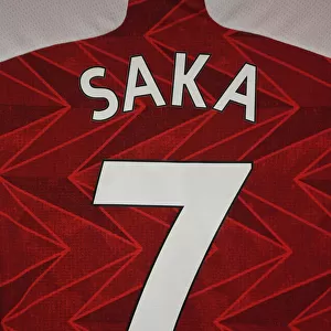 Arsenal: Bukayo Saka's Shirt in the Changing Room before Arsenal vs Leeds United (Premier League 2020-21)