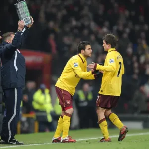 Arsenal captain Cesc Fabregas comes on as a substitute for Tomas Rosicky