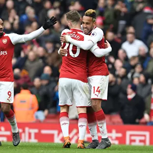 Arsenal Celebrate: Aubameyang, Mustafi, Lacazette's Goal Scoring Moment vs Stoke City (2017-18)