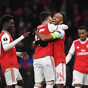 Arsenal Celebrate Aubameyang's Goal Against Eintracht Frankfurt in Europa League