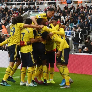 Arsenal Celebrate Aubameyang's Goal: Premier League 2019-20 vs Newcastle United - St. James Park Arsenal Celebrate Aubameyang's Goal: Premier League 2019-20 vs Newcastle United - St. James Park