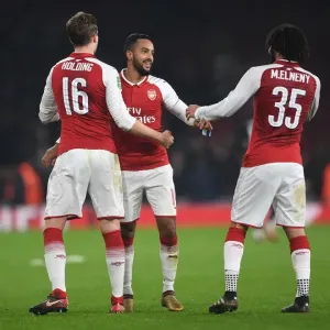 Arsenal Celebrate Carabao Cup Quarterfinal Victory: Walcott, Holding, Elneny Arsenal Celebrate Carabao Cup Quarterfinal Victory: Walcott, Holding, Elneny