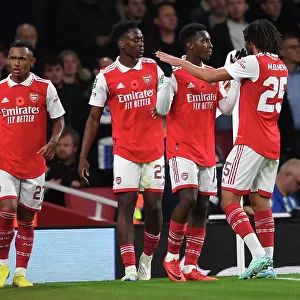 Arsenal Celebrate Eddie Nketiah's Goal Against Brighton in Carabao Cup Third Round