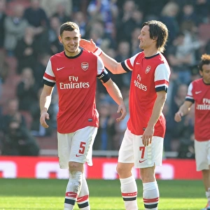 Arsenal Celebrate FA Cup Quarter-Final Victory: Thomas Vermaelen and Tomas Rosicky