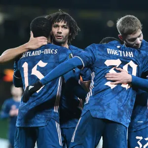 Arsenal Celebrate First Goal Against Dundalk in Europa League Arsenal Celebrate First Goal Against Dundalk in Europa League
