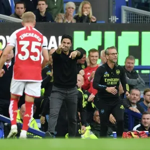 Arsenal Celebrate First Goal: Everton vs Arsenal, Premier League 2023-24 - Mikel Arteta and Oleksandr Zinchenko