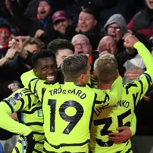 Arsenal Celebrate First Goal: Kai Havertz Scores Against Brentford in 2023-24 Premier League