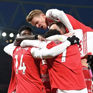 Arsenal Celebrate First Goal: Nketiah Scores Against Manchester United (2022-23)