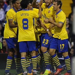 Arsenal Celebrate Goal Against West Bromwich Albion in Capital One Cup (2013-14)