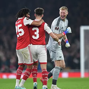 Arsenal Celebrate Kieran Tierney's Goal Against FC Zurich in UEFA Europa League Group A (2022-23)