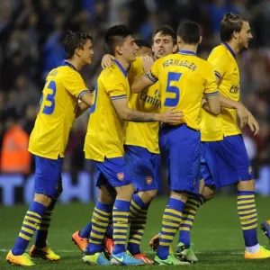 Arsenal Celebrate Penalty Shootout Victory Over West Bromwich Albion in Capital One Cup Arsenal Celebrate Penalty Shootout Victory Over West Bromwich Albion in Capital One Cup