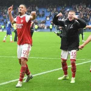 Arsenal Celebrate Premier League Victory Over Chelsea: Saliba and Zinchenko Rejoice