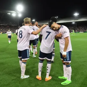 Arsenal Celebrate Second Goal Against Crystal Palace in 2022-23 Premier League