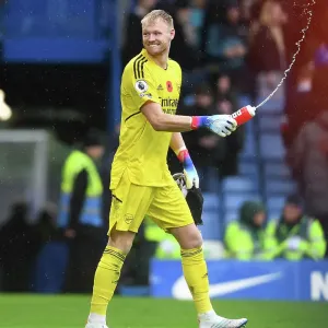 Print of Aaron Ramsdale Celebrating at Stamford Bridge Print of Aaron Ramsdale Celebrating at Stamford Bridge