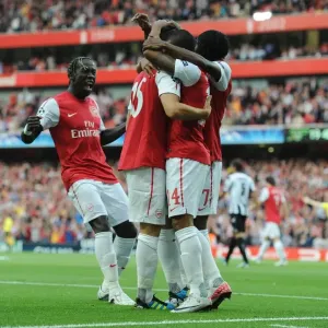Arsenal Celebrate Theo Walcott's Goal in 2011-12 UEFA Champions League